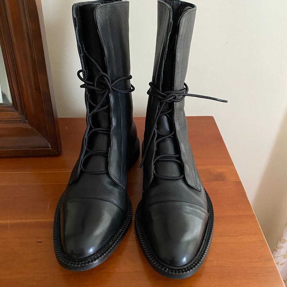 Inch2 Black Leather Brogue Boots Women's